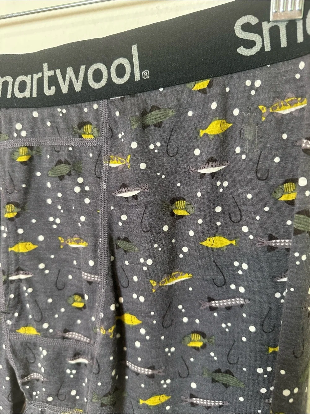 Smartwool Merino Wool Boxer Brief Fishing Print Grey Large